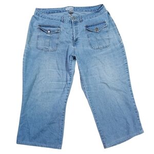 F.L. Jeans Cropped Denim Wide Leg Capris Plus Sz 18 Light Blue